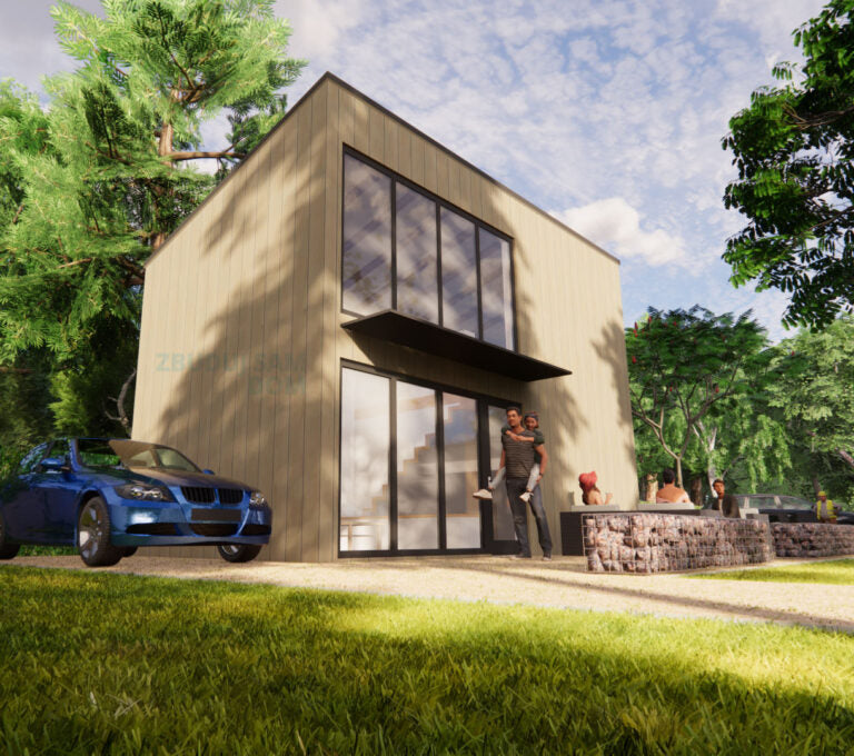 Domek z płaskim dachem – Projekt 35m2