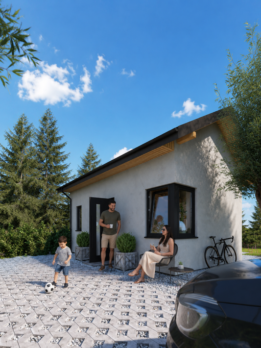 Mały murowany domek 20 m² na działce ROD z tarasem.