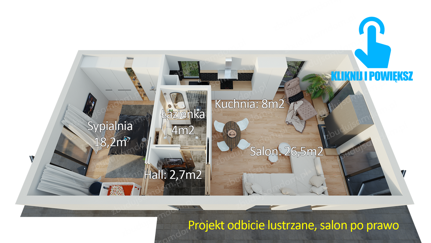 Polski ład 70m2 projekt murowany bez pozwolenia