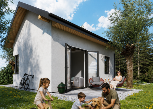 Dom 35m2 ze ścianą kolankową i antresolą