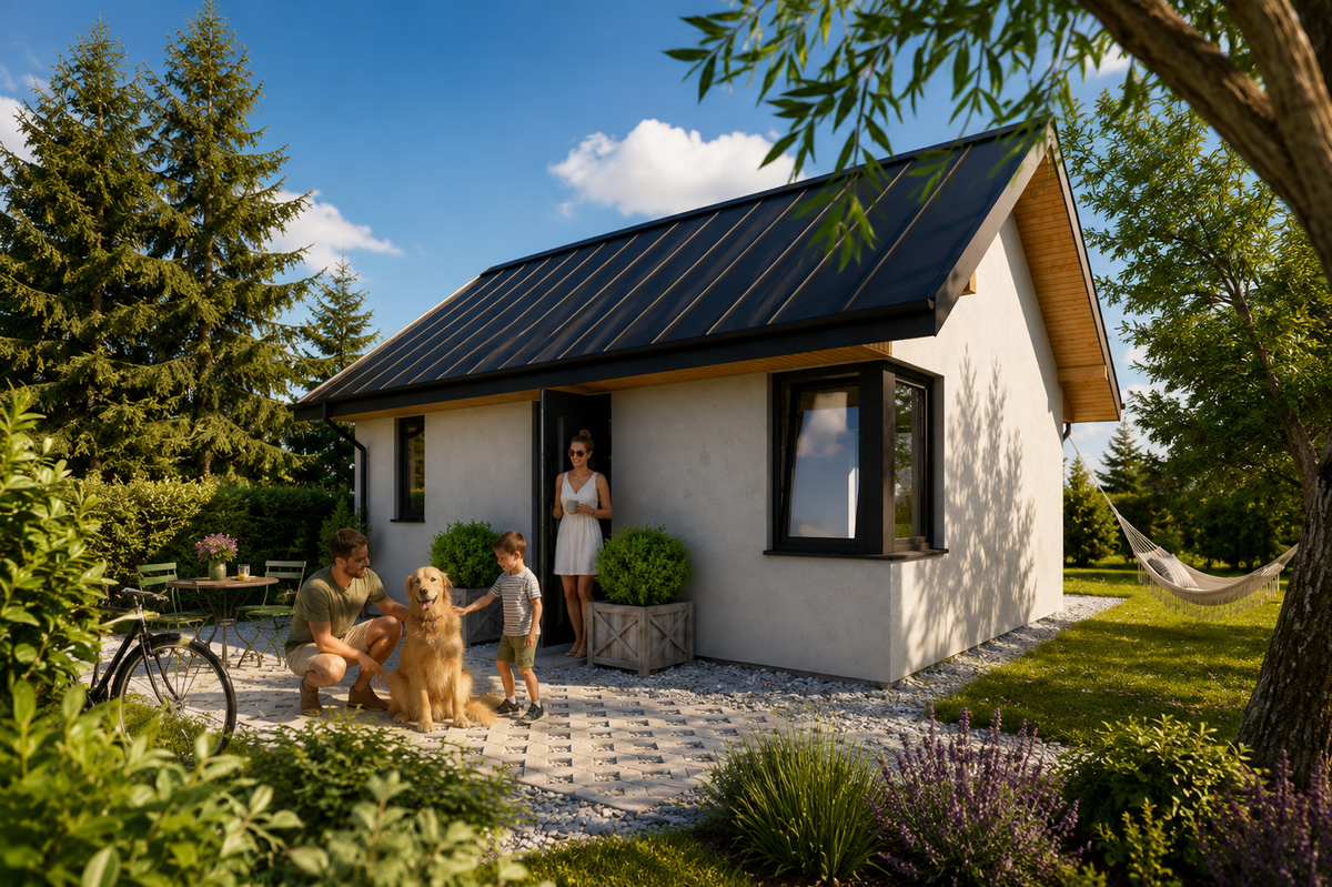 Domek z antresolą 35m2 murowany